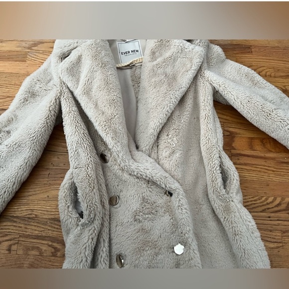 Ever New Cream Teddy Cozy Plush Jacket - size 0 - Picture 7 of 11